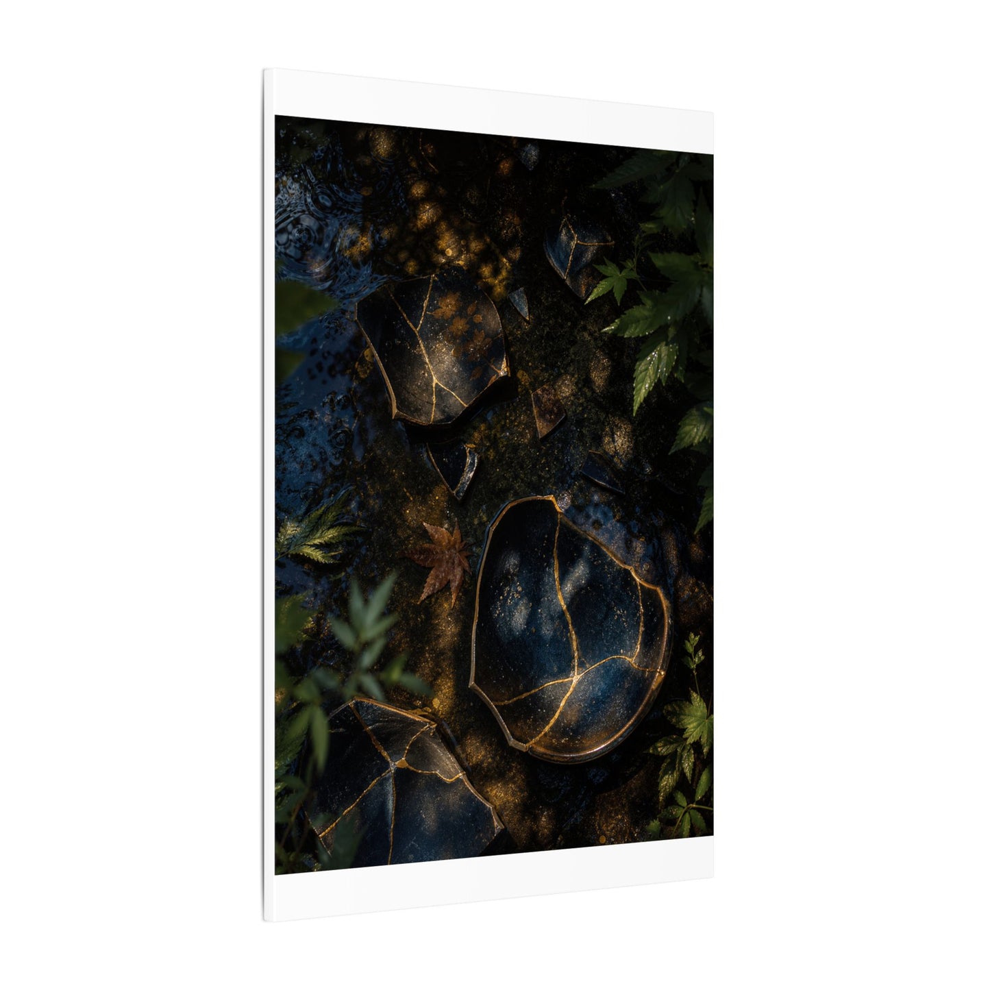 Dark Japandi Broken Pottery in Dappled | Shadow Zen Canvas Art