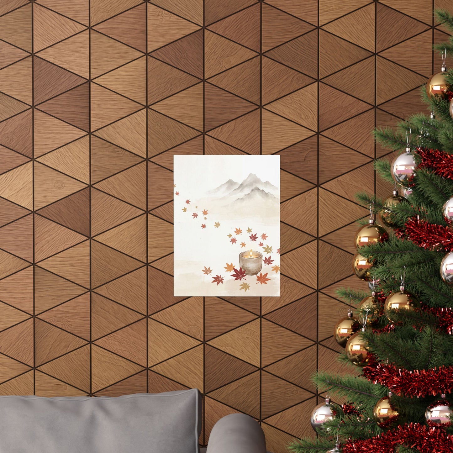Mountain Mist Wall Art Print | Autumn Japandi Japanese Pattern Art