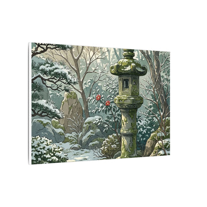 Stone Lantern Winter Canvas Art | Japandi Warm Design