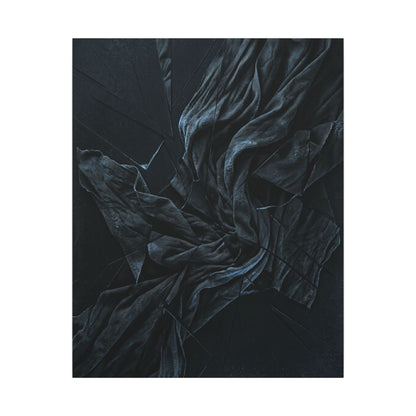 Dark Japandi Silk Drape in Moonlight | Moody Minimal Canvas Art