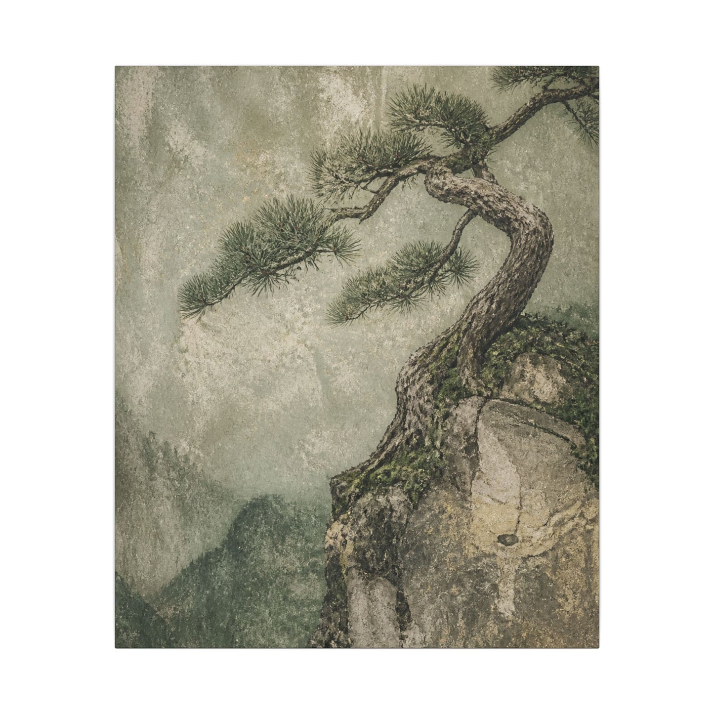 Fukinsei Pine Tree Canvas Art - Japandi Texture