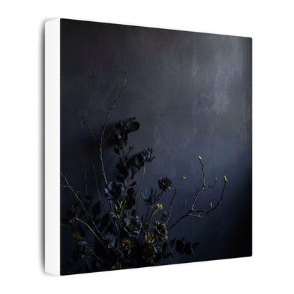 Dried Flowers Spring Canvas Art | Dark Japandi Moody Design