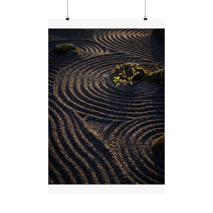 Rock Garden Shadow Zen Wall Art Print | Atmospheric Dark Japandi Art