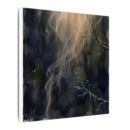 Incense Smoke Winter Canvas Art | Dark Japandi Moody Design