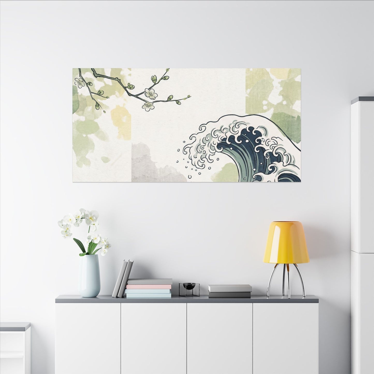 Spring Ocean Wave Ukiyo E Inspired Canvas Art | Serene Decor