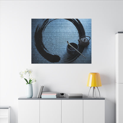Winter Tea Ceremony Enso Canvas Art | Peaceful Decor