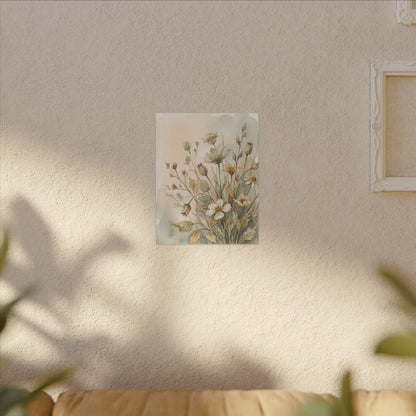Summer Dried Flowers Watercolor Canvas Art | Elegant Decor