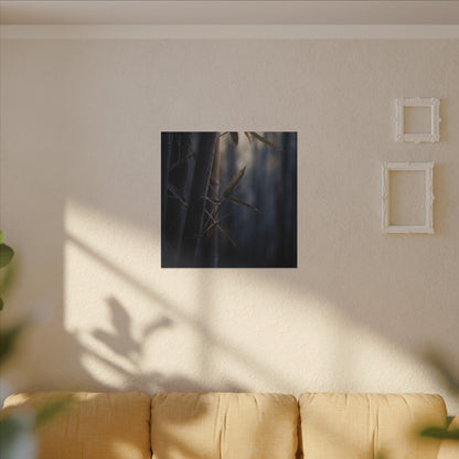 Dark Japandi Bamboo Grove in Dawn | Moody Minimal Canvas Art