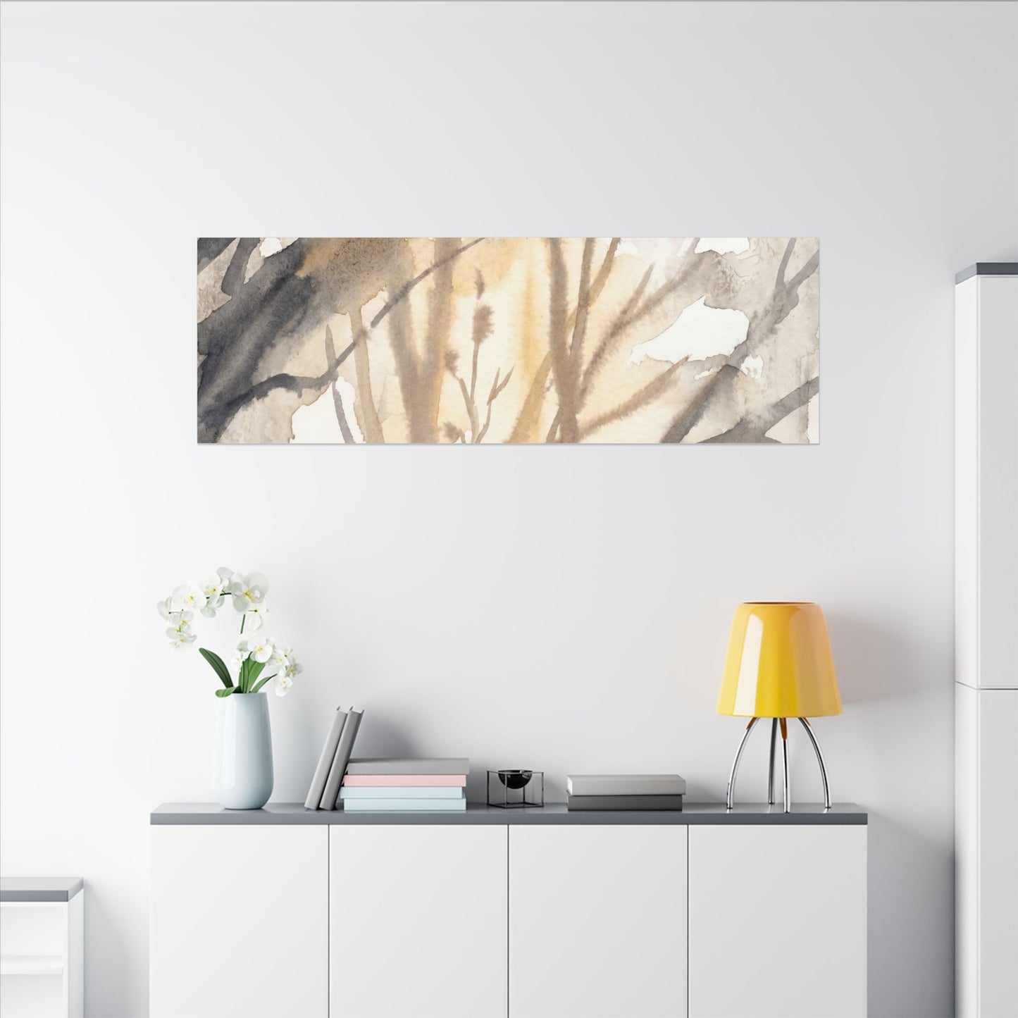 Ma Shadow Play Canvas Art - Japandi Watercolor
