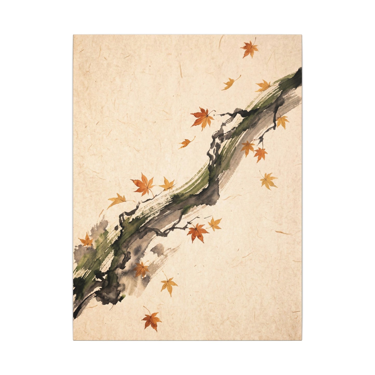 Ink Brushstroke Autumn Canvas Art | Zen Calm Design