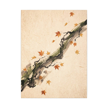 Ink Brushstroke Autumn Canvas Art | Zen Calm Design
