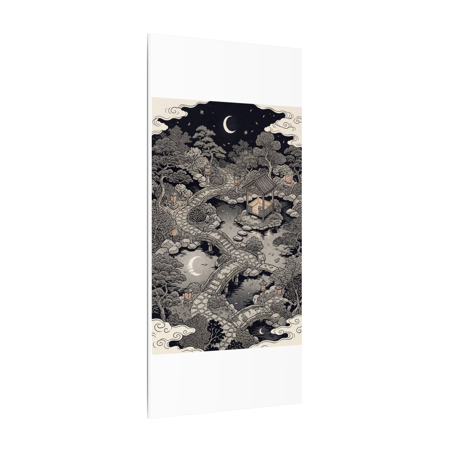 Moonlit Garden Ukiyo E Inspired Canvas Art | Serene Zen Art