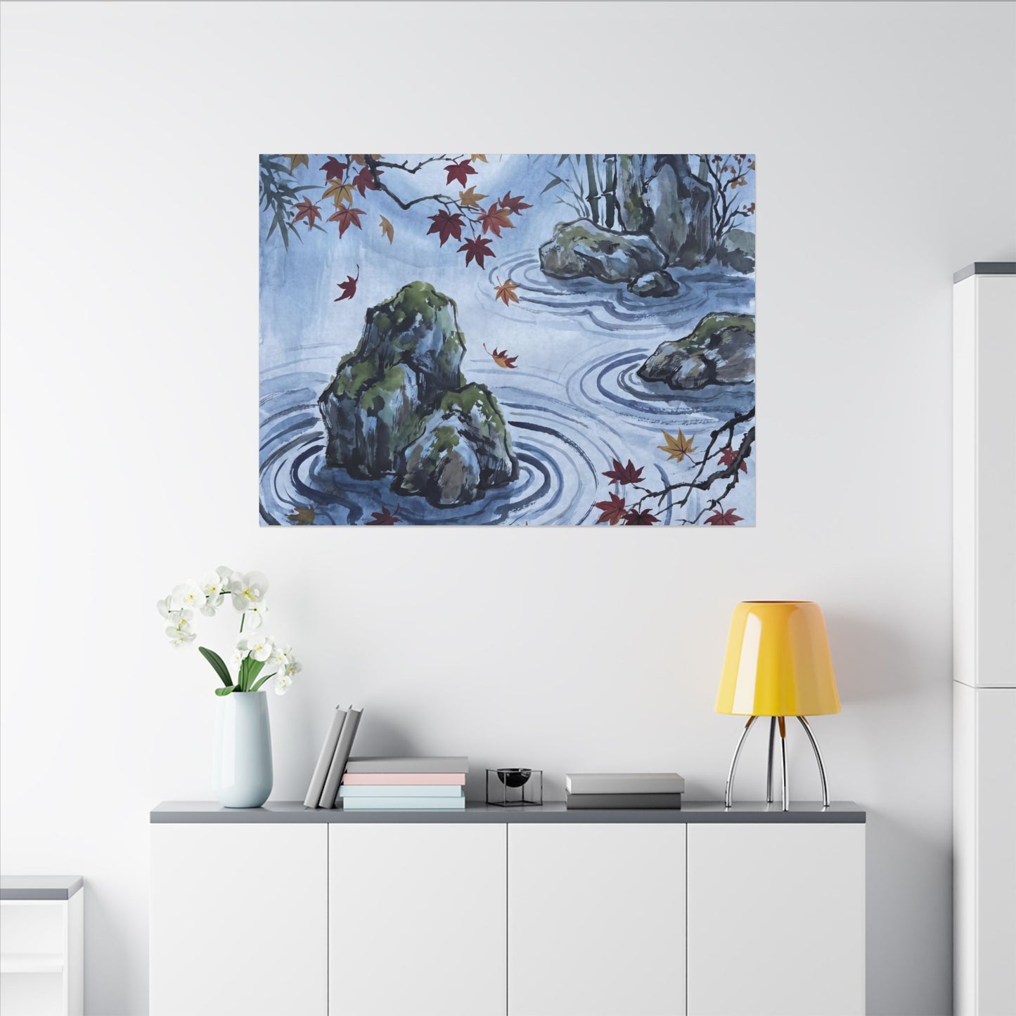 Rock Garden Autumn Canvas Art | Zen Tranquil Design