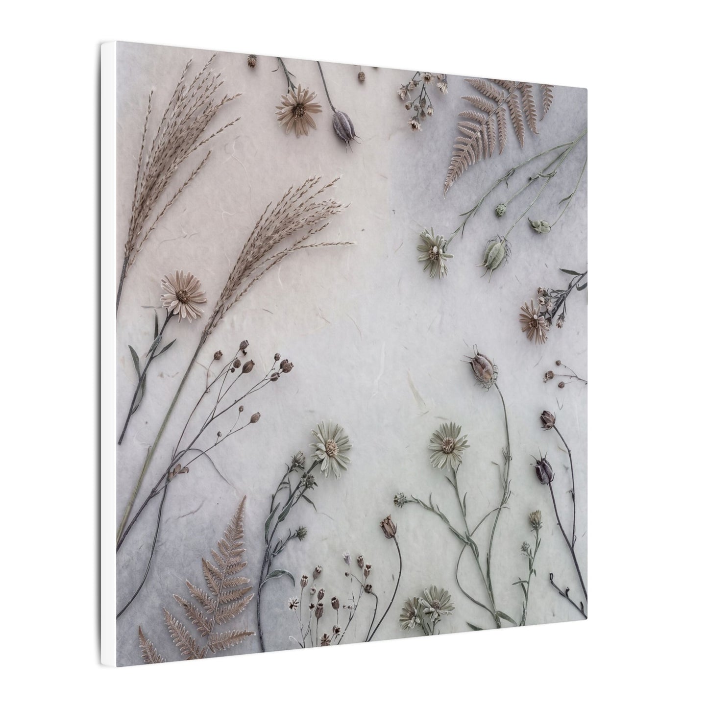 Dried Flowers Japanese Pattern Canvas Art | Elegant Japandi Art