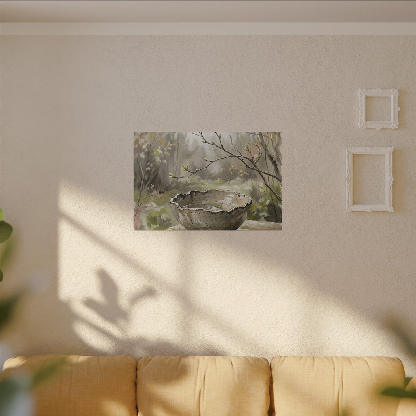 Japandi Ceramic Bowl in Overcast | Minimal Line Canvas Art