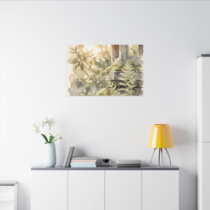Earthy Stone Lantern Canvas Art - Watercolor Japandi