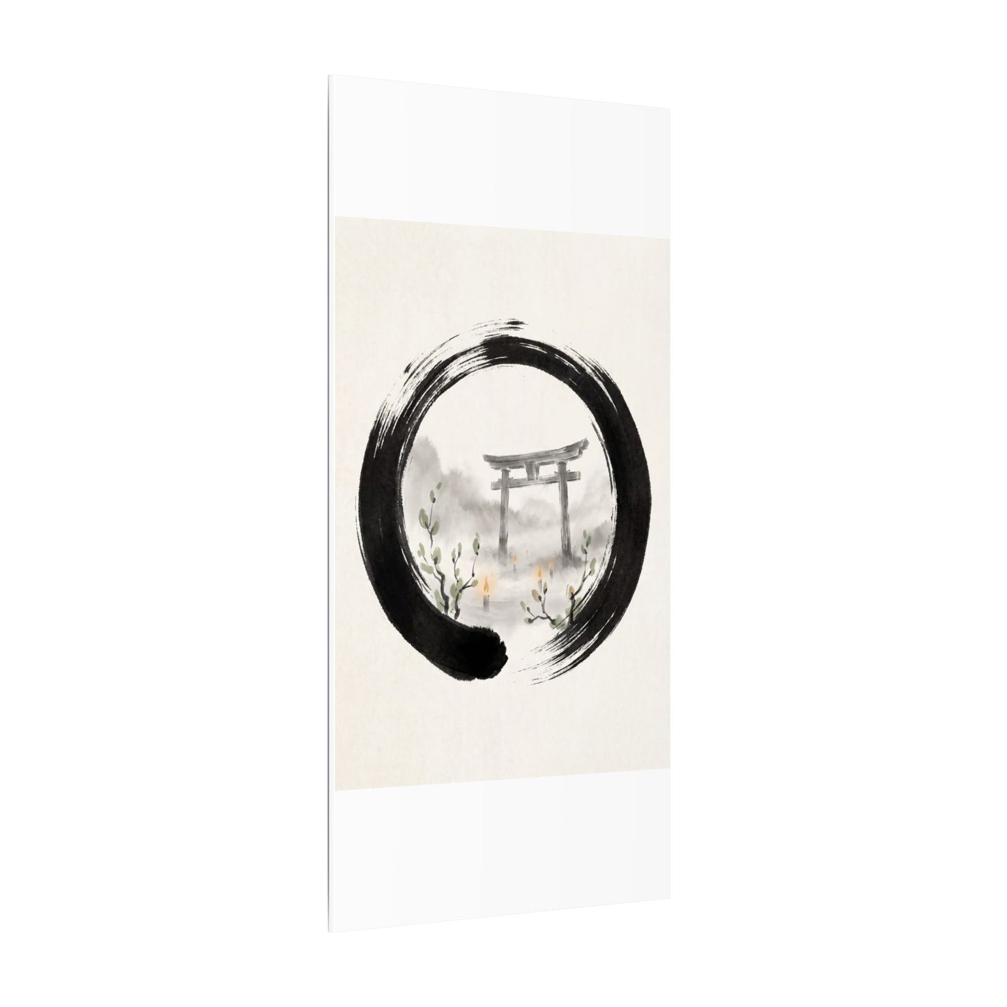 Spring Torii Gate Enso Canvas Art | Tranquil Decor