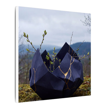 Paper Fold Canvas Art | Spring Kintsugi Gold Repair Art