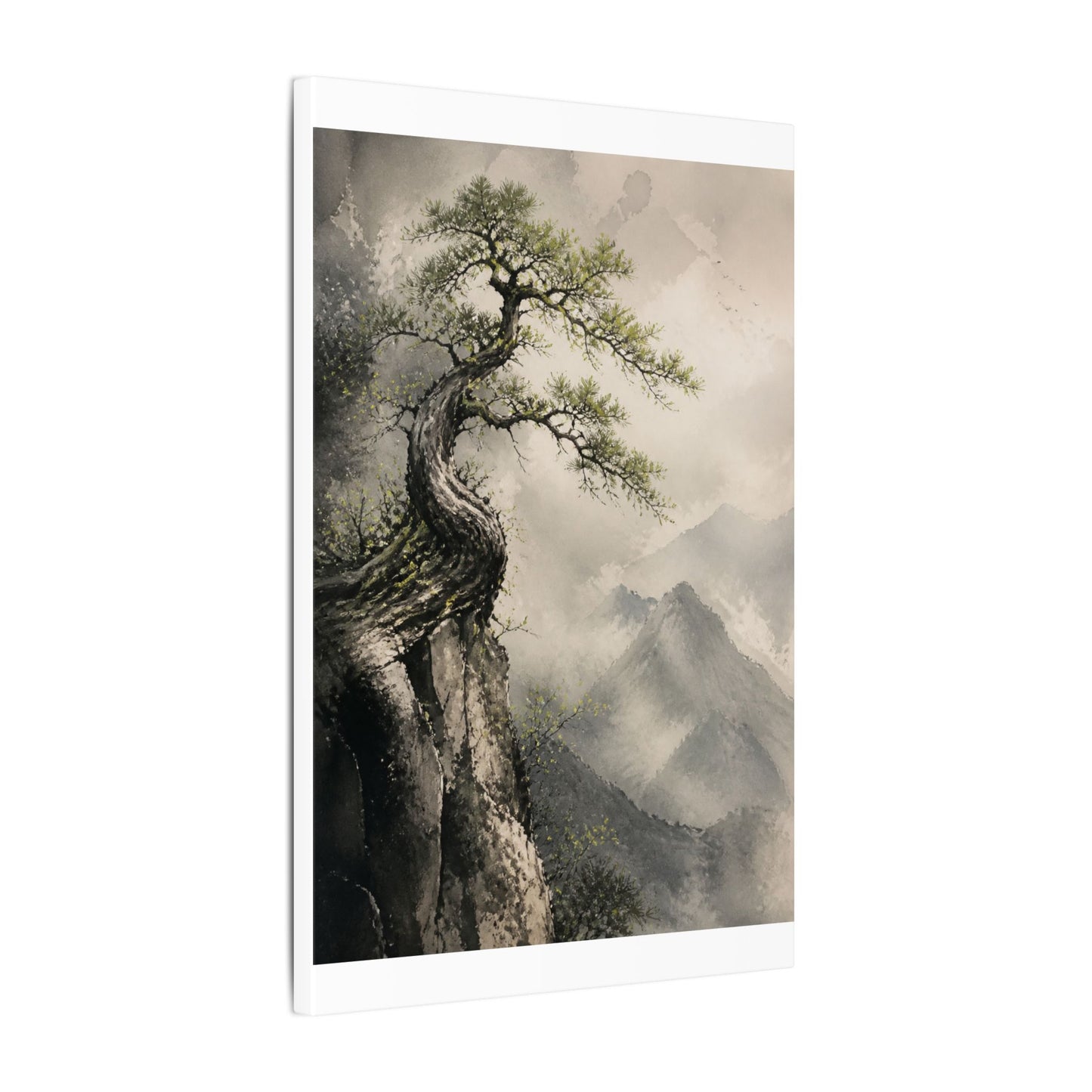 Spring Pine Tree Watercolor Canvas Art | Warm Decor