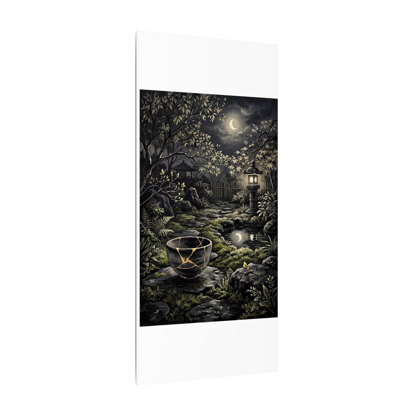 Kintsugi Moonlit Garden in Dappled | Gold Repair Canvas Art