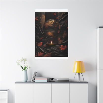 Silk Drape Autumn Canvas Art | Dark Japandi Moody Design