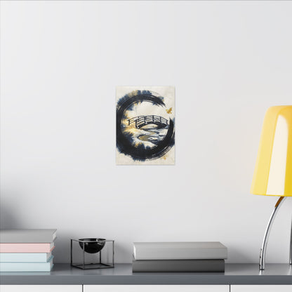 Winter Wooden Bridge Enso Canvas Art | Serene Decor