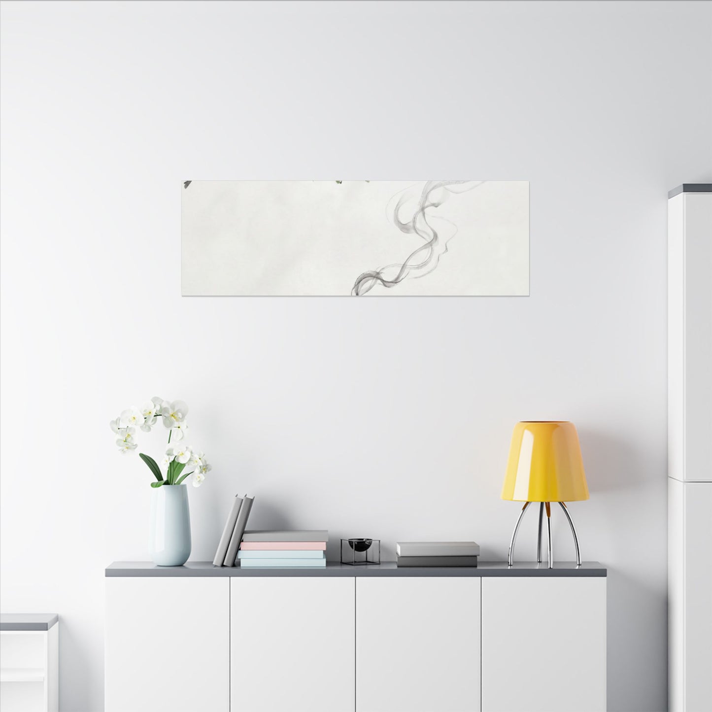 Calm Incense Smoke Canvas Art - Sumi E Zen