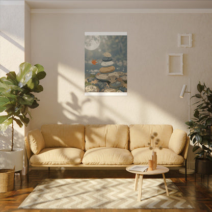 Warm River Stones Canvas Art - Japanese Pattern Japandi
