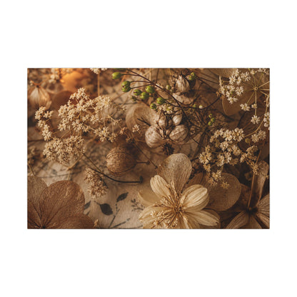Spring Dried Flowers Japanese Pattern Canvas Art | Earthy Decor