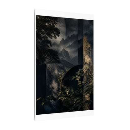 Mountain Mist Summer Canvas Art | Dark Japandi Atmospheric Design