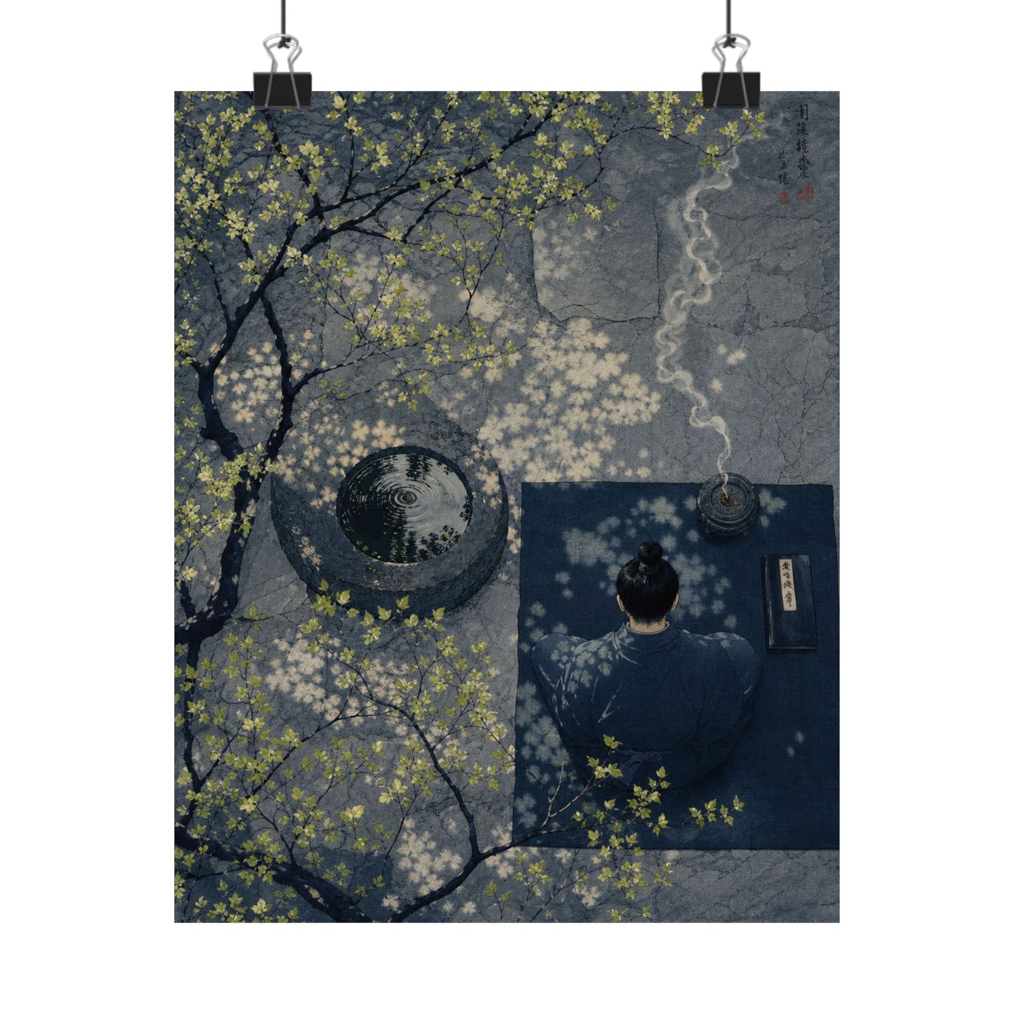 Incense Smoke Wall Art Print | Spring Zen Ukiyo E Inspired Art