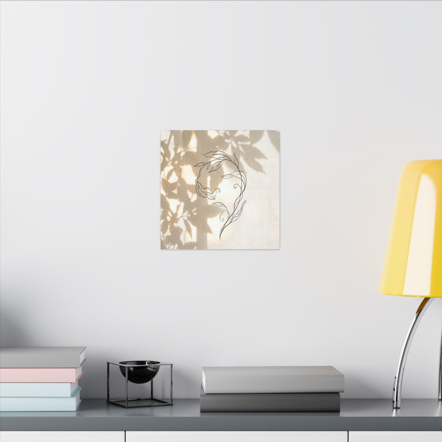 Warm Shoji Screen Canvas Art - Minimal Line Japandi