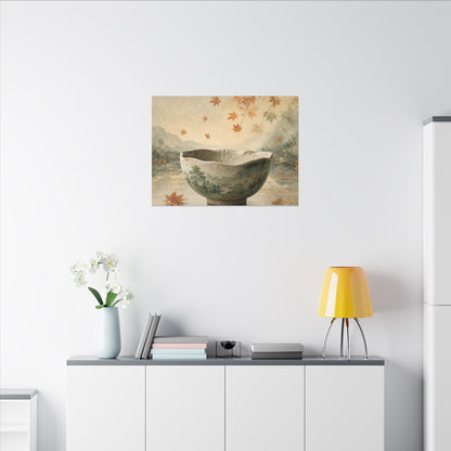 Autumn Ceramic Bowl Watercolor Canvas Art | Cozy Decor