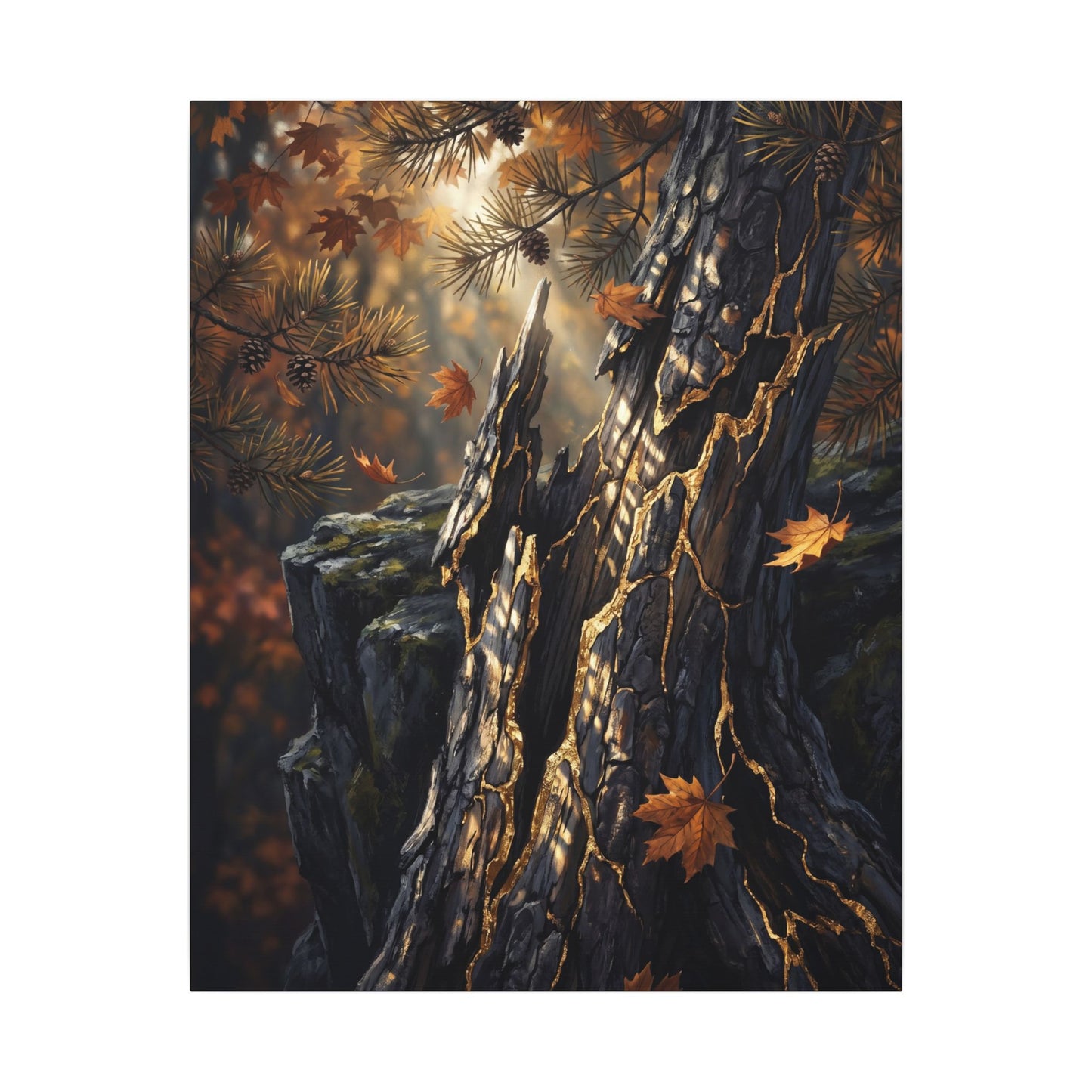 Pine Tree Autumn Canvas Art | Kintsugi Beautiful Design