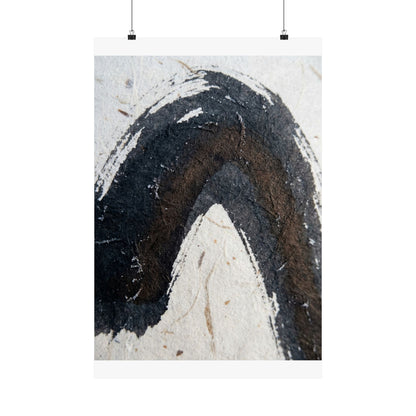 Ink Brushstroke Moody Minimal Wall Art Print | Atmospheric Dark Japandi Art