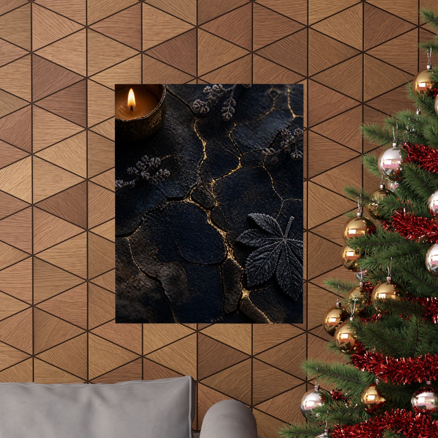 Luxurious Cracked Earth Wall Art Print - Moody Minimal Dark Japandi