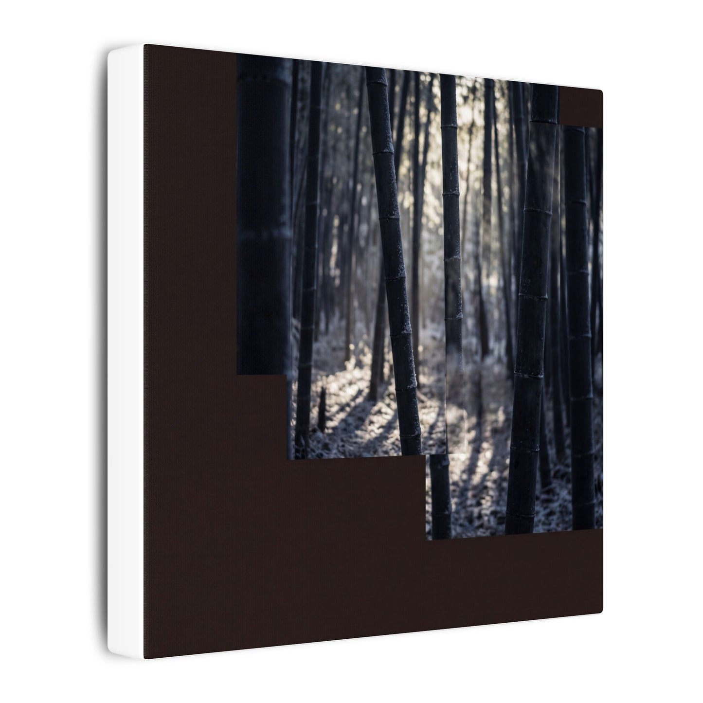 Bamboo Grove Canvas Art | Winter Dark Japandi Moody Minimal Art