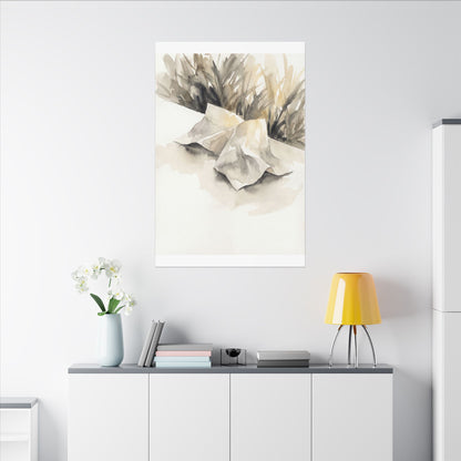 Paper Fold Watercolor Canvas Art | Warm Japandi Art