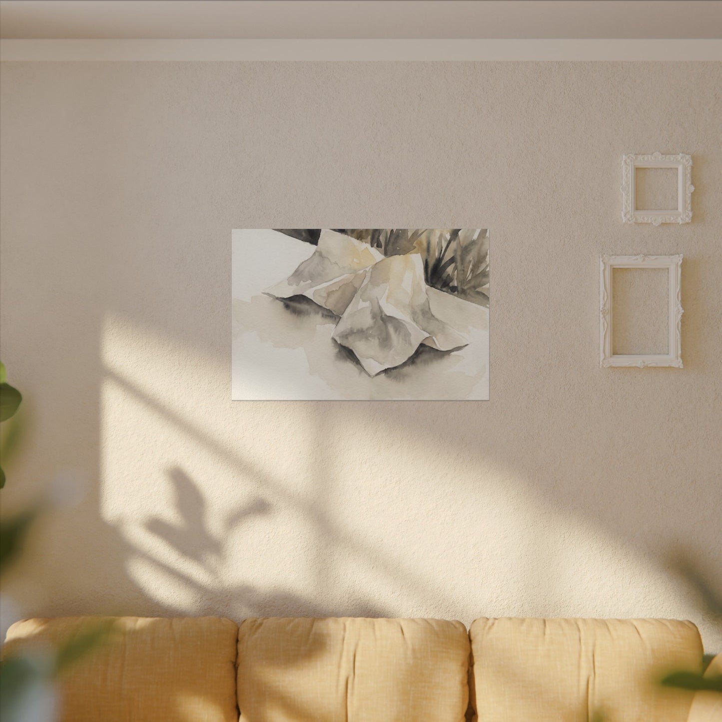 Paper Fold Watercolor Canvas Art | Warm Japandi Art