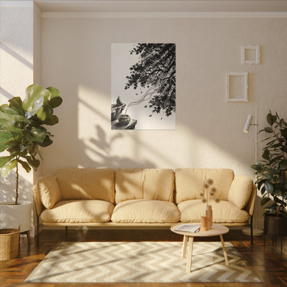 Serene Incense Smoke Canvas Art - Ukiyo E Inspired Zen