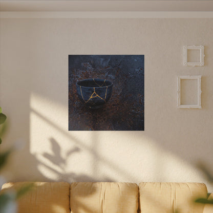Rust Patina Winter Canvas Art | Kintsugi Healing Design