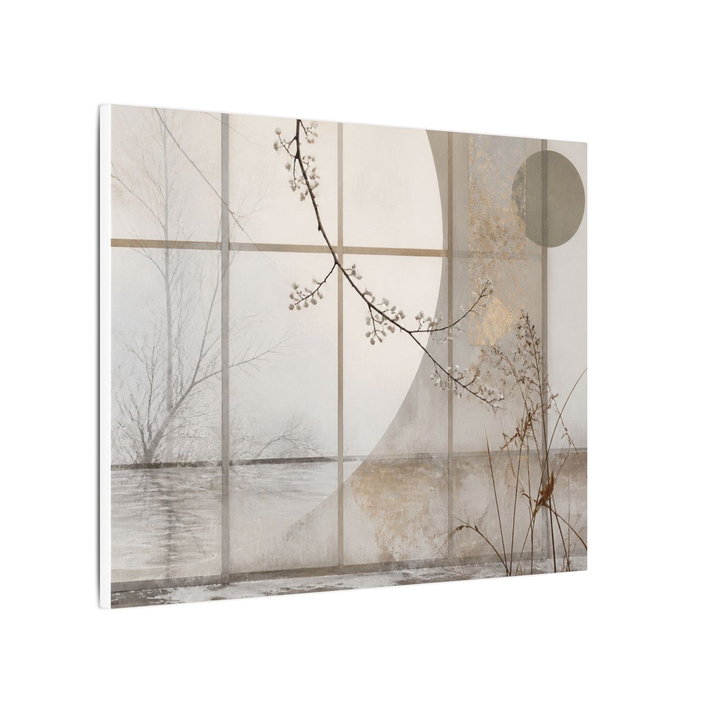 Winter Shoji Screen Japanese Pattern Canvas Art | Elegant Decor