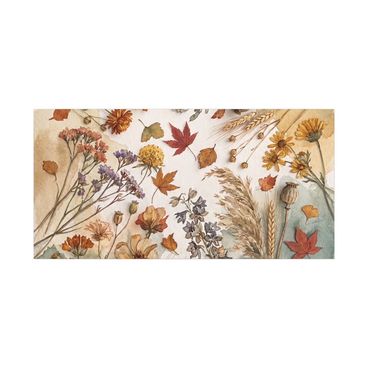 Dried Flowers Canvas Art | Autumn Japandi Watercolor Art