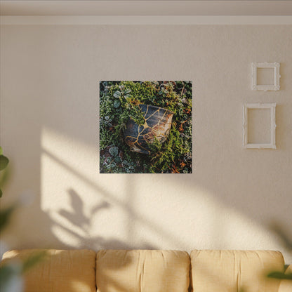 Artful Moss Close Up Canvas Art - Gold Repair Kintsugi