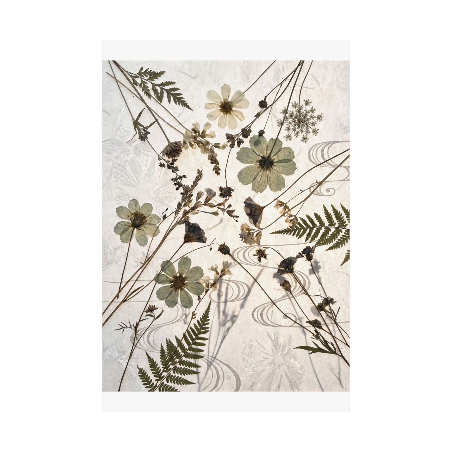 Kanso Dried Flowers Wall Art Print - Japandi Japanese Pattern