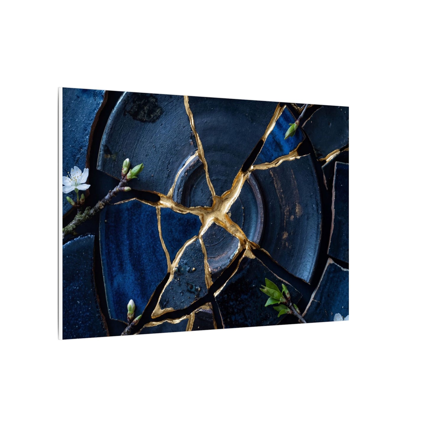Moonlight Broken Pottery Canvas Art - Kintsugi Fukinsei
