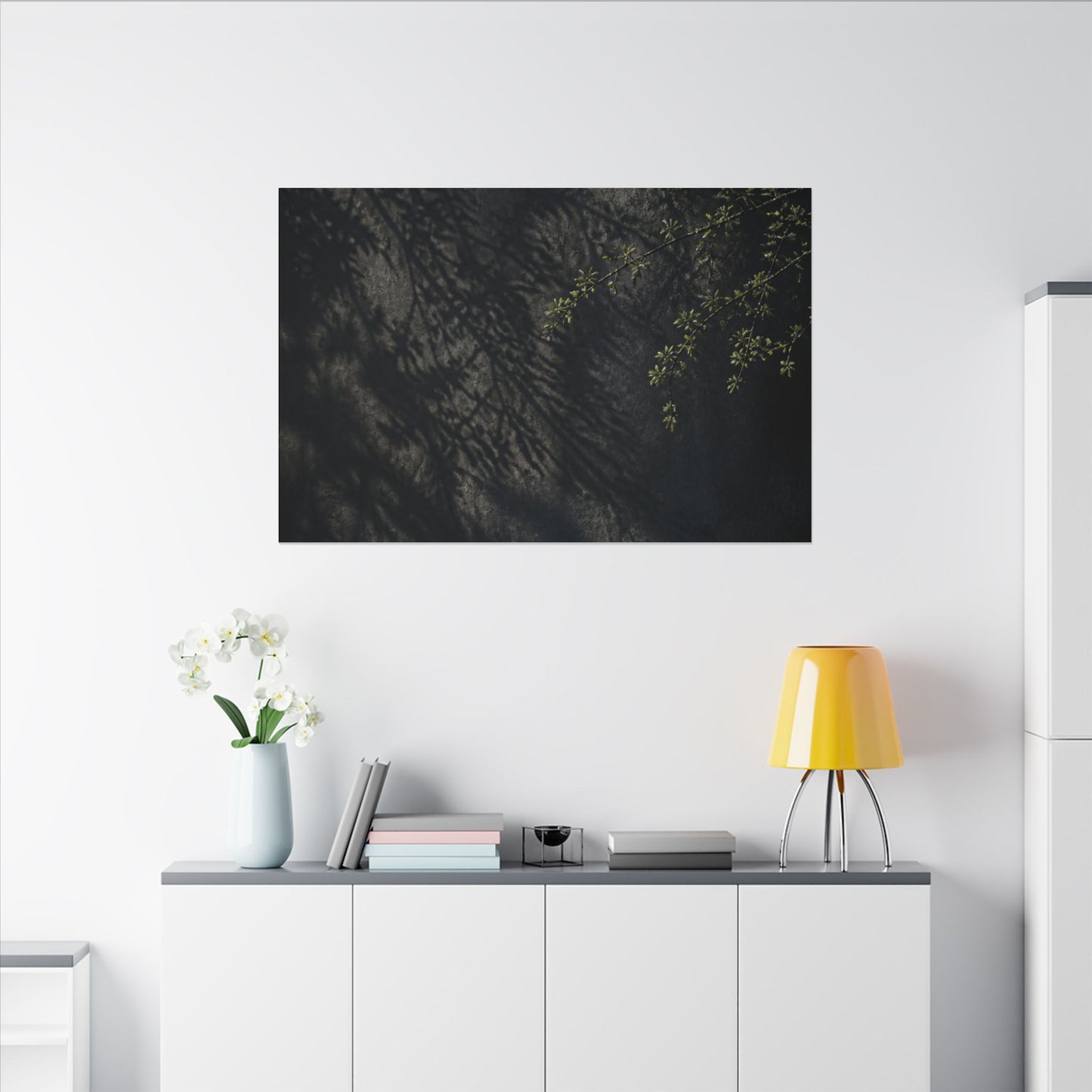 Overcast Shadow Play Canvas Art - Dark Japandi Seijaku