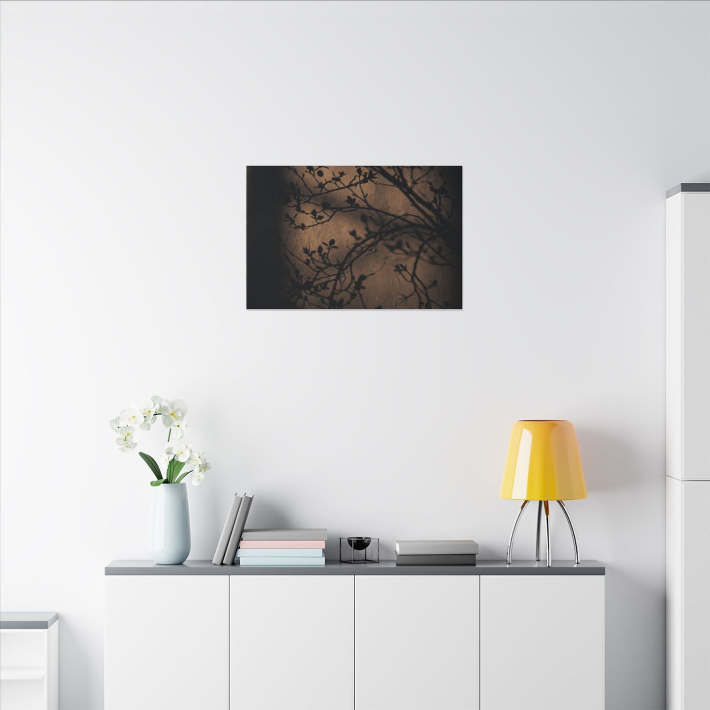 Dark Japandi Shadow Play in Golden Hour | Shadow Zen Canvas Art