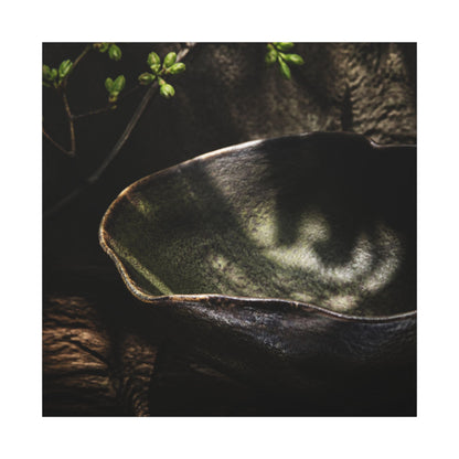 Sophisticated Ceramic Bowl Canvas Art - Dark Texture Dark Japandi