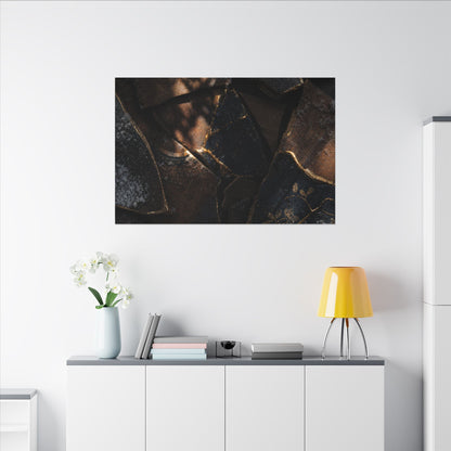 Fukinsei Broken Pottery Canvas Art - Dark Japandi Dark Texture